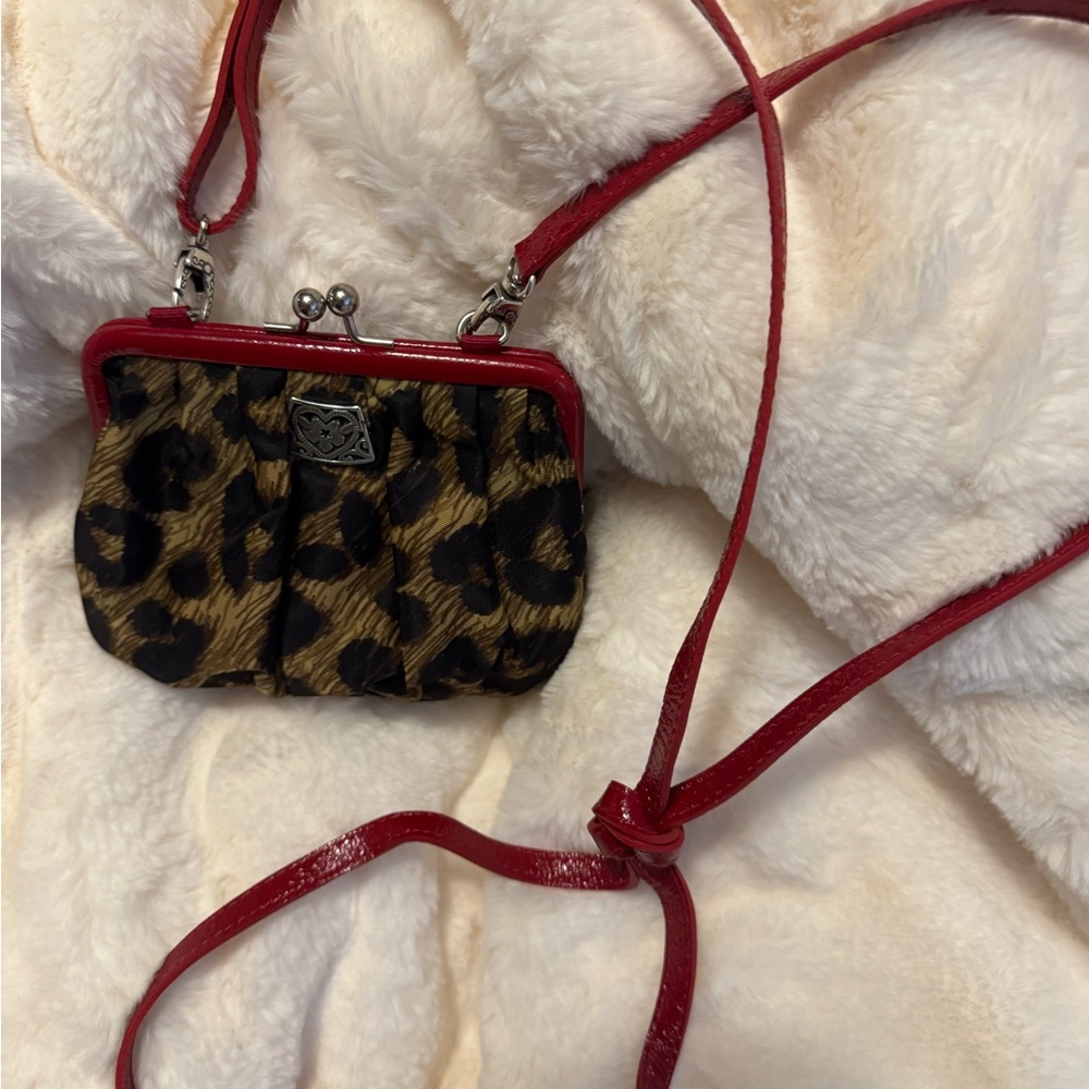 Leopard Print Crossbody Bag with Red Accents